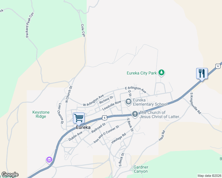 map of restaurants, bars, coffee shops, grocery stores, and more near 20 West Arlington Avenue in Eureka