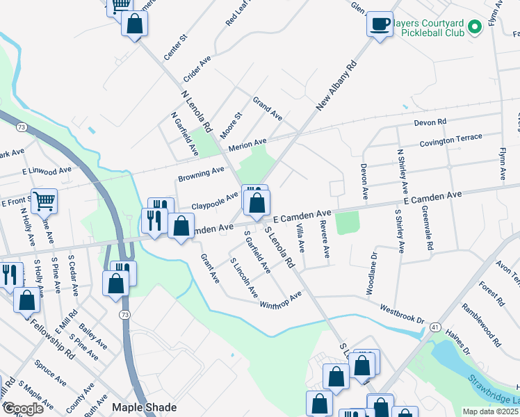 map of restaurants, bars, coffee shops, grocery stores, and more near 7 North Lenola Road in Moorestown