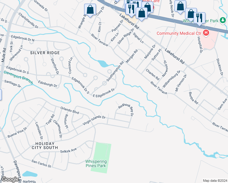 map of restaurants, bars, coffee shops, grocery stores, and more near 1023 North Edgebrook Drive in Toms River