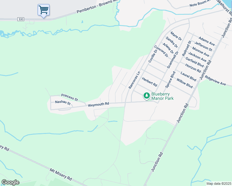 map of restaurants, bars, coffee shops, grocery stores, and more near 3345 Liberty Street in Browns Mills