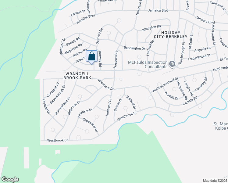 map of restaurants, bars, coffee shops, grocery stores, and more near 44 Nostrand Drive in Toms River