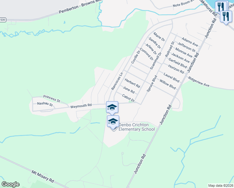 map of restaurants, bars, coffee shops, grocery stores, and more near 8 Coville Drive in Pemberton Township