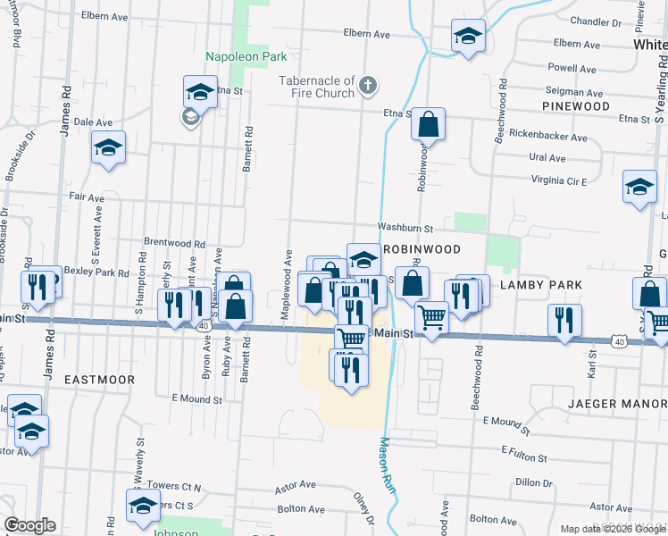 map of restaurants, bars, coffee shops, grocery stores, and more near 701 Collingwood Avenue in Columbus