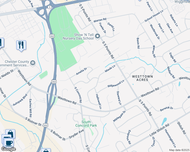 map of restaurants, bars, coffee shops, grocery stores, and more near 823 Carlson Avenue in West Chester