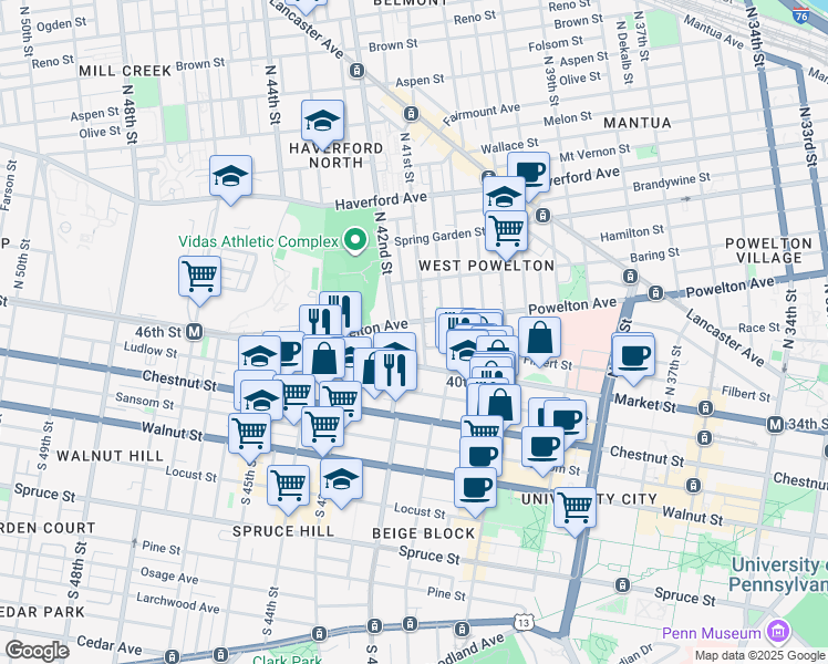 map of restaurants, bars, coffee shops, grocery stores, and more near in Philadelphia