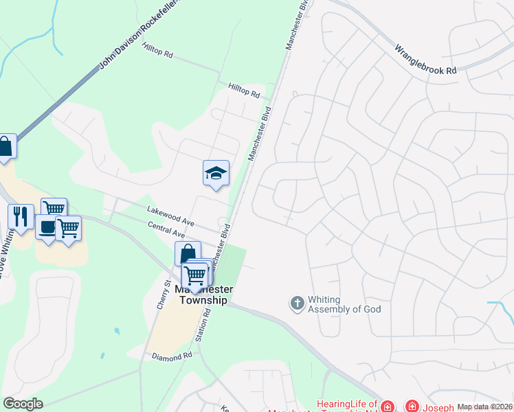 map of restaurants, bars, coffee shops, grocery stores, and more near 420 Manchester Boulevard in Manchester Township