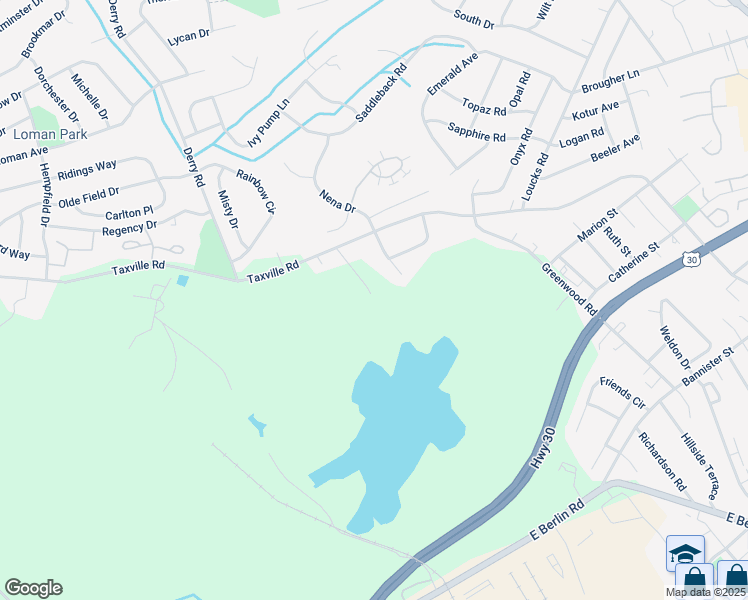 map of restaurants, bars, coffee shops, grocery stores, and more near 1592 Taxville Road in York