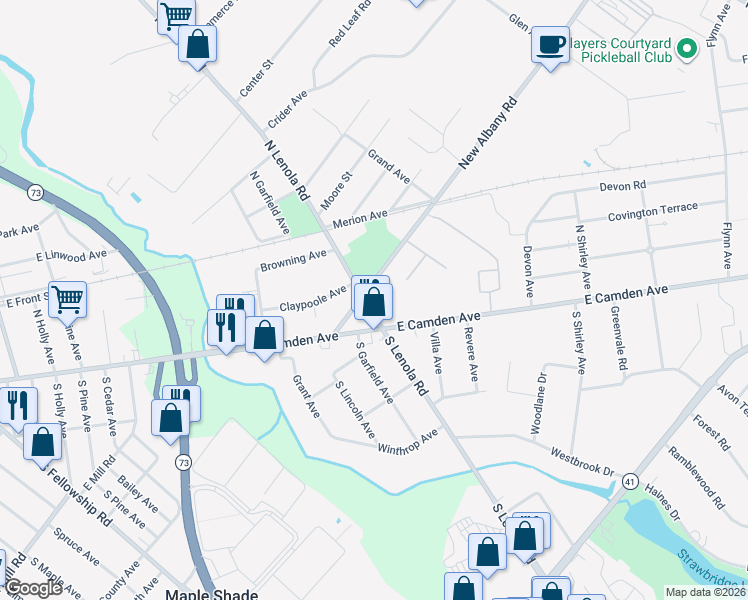 map of restaurants, bars, coffee shops, grocery stores, and more near 7 North Lenola Road in Moorestown