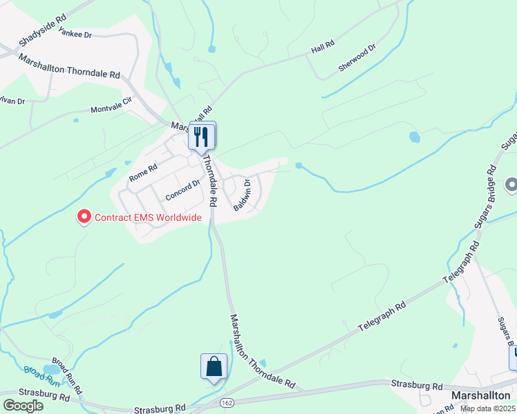 map of restaurants, bars, coffee shops, grocery stores, and more near 913 Winesap Way in West Chester