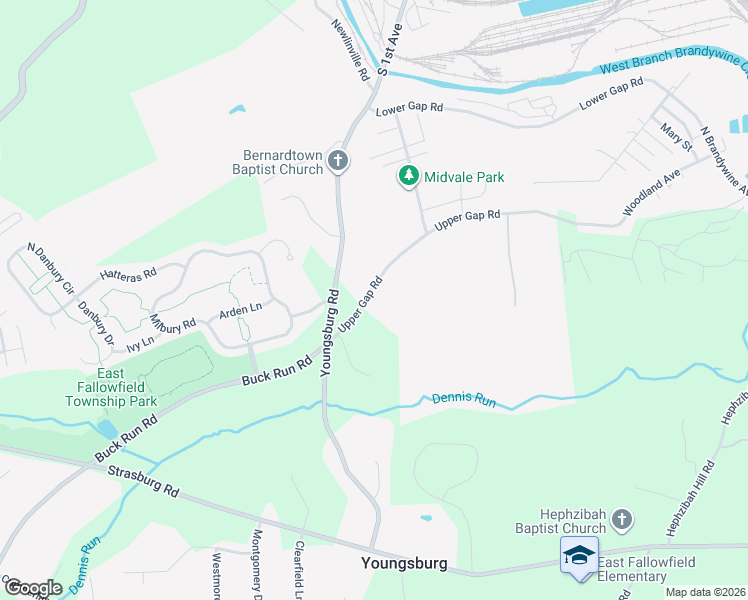 map of restaurants, bars, coffee shops, grocery stores, and more near 2080 Upper Gap Road in Coatesville