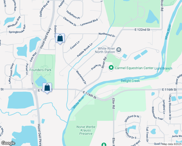 map of restaurants, bars, coffee shops, grocery stores, and more near 11719 Prairie Place in Carmel