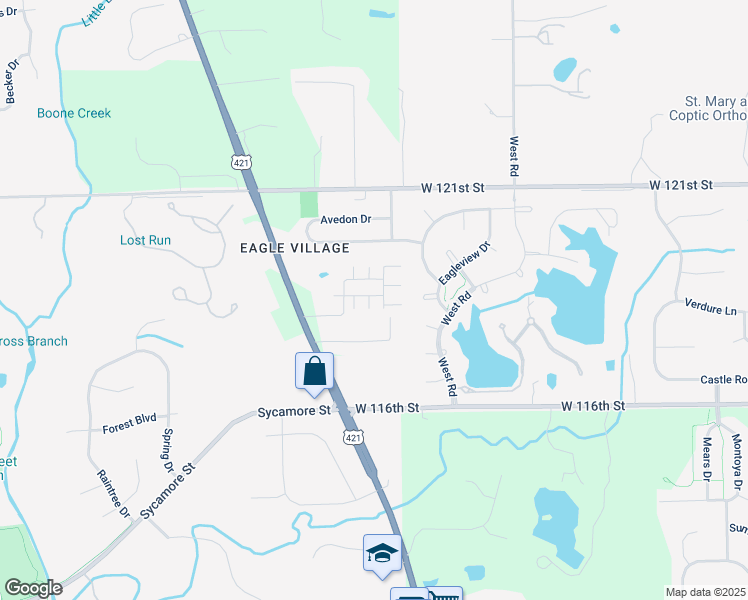 map of restaurants, bars, coffee shops, grocery stores, and more near 11725 Chant Lane in Zionsville