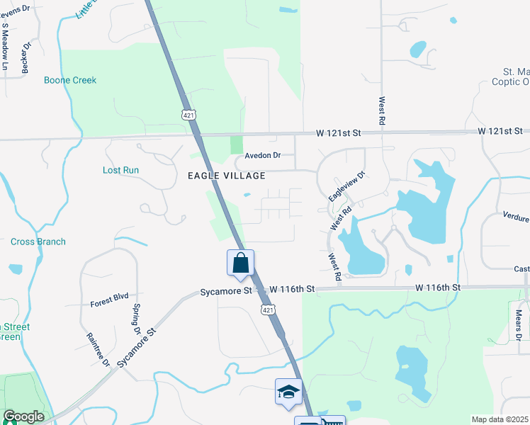map of restaurants, bars, coffee shops, grocery stores, and more near 11725 Chant Lane in Zionsville