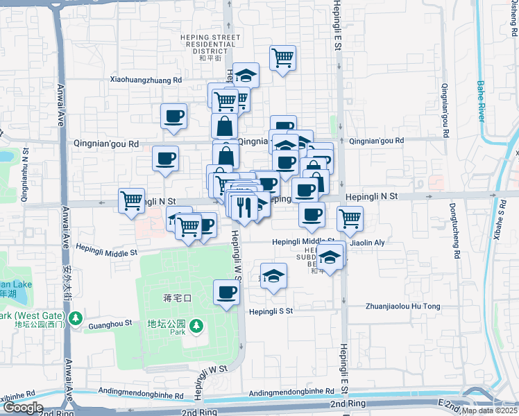 map of restaurants, bars, coffee shops, grocery stores, and more near in Beijing