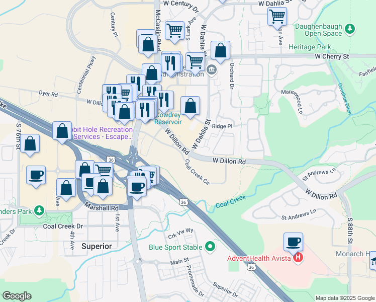 map of restaurants, bars, coffee shops, grocery stores, and more near 919 Dillon Road in Louisville