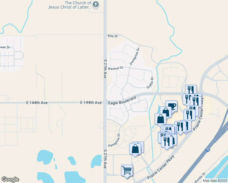 map of restaurants, bars, coffee shops, grocery stores, and more near Eagle Boulevard in Brighton