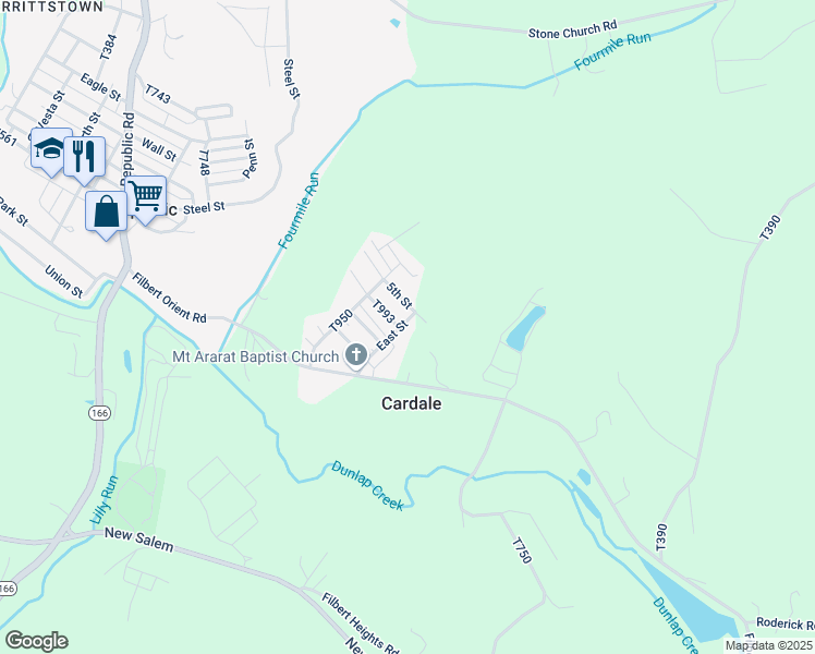map of restaurants, bars, coffee shops, grocery stores, and more near 2022 East Saint in Cardale