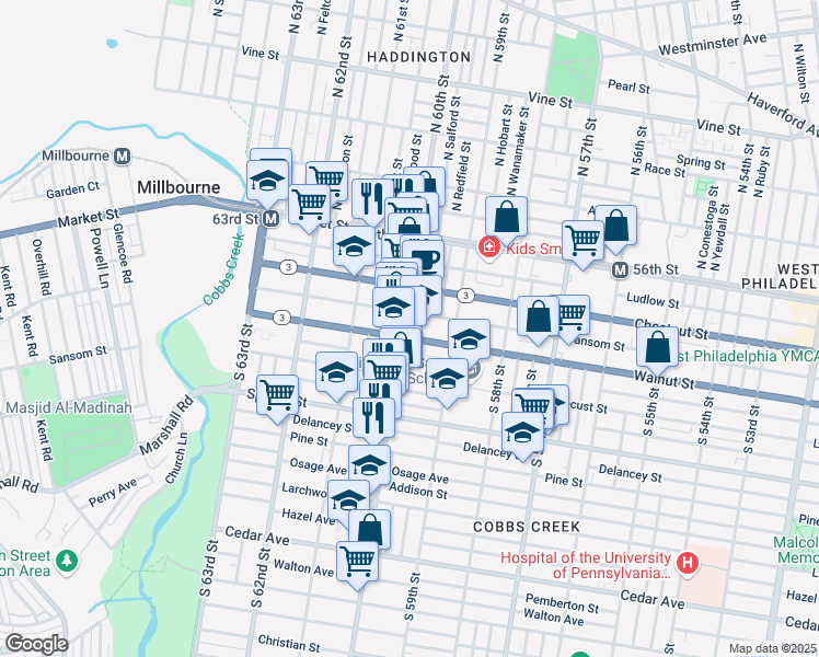 map of restaurants, bars, coffee shops, grocery stores, and more near in Philadelphia