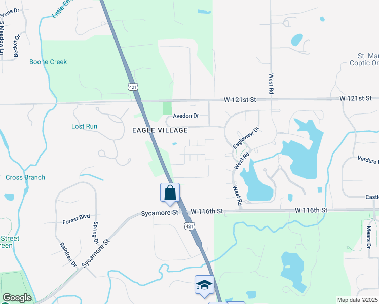 map of restaurants, bars, coffee shops, grocery stores, and more near 11725 Chant Lane in Zionsville