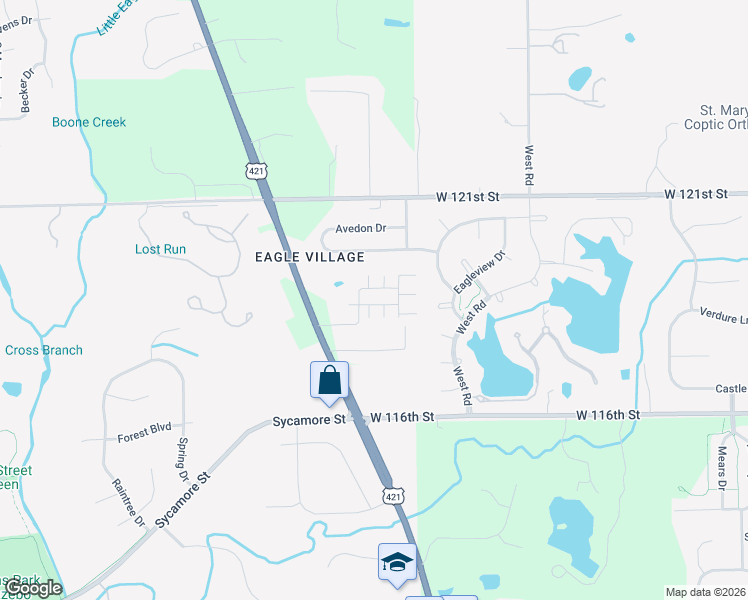 map of restaurants, bars, coffee shops, grocery stores, and more near 11725 Chant Lane in Zionsville