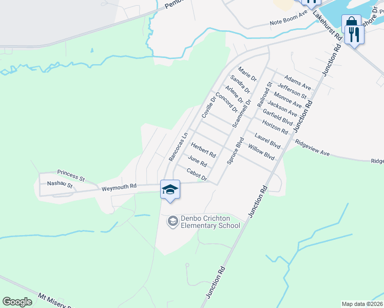 map of restaurants, bars, coffee shops, grocery stores, and more near 22 Coville Drive in Browns Mills