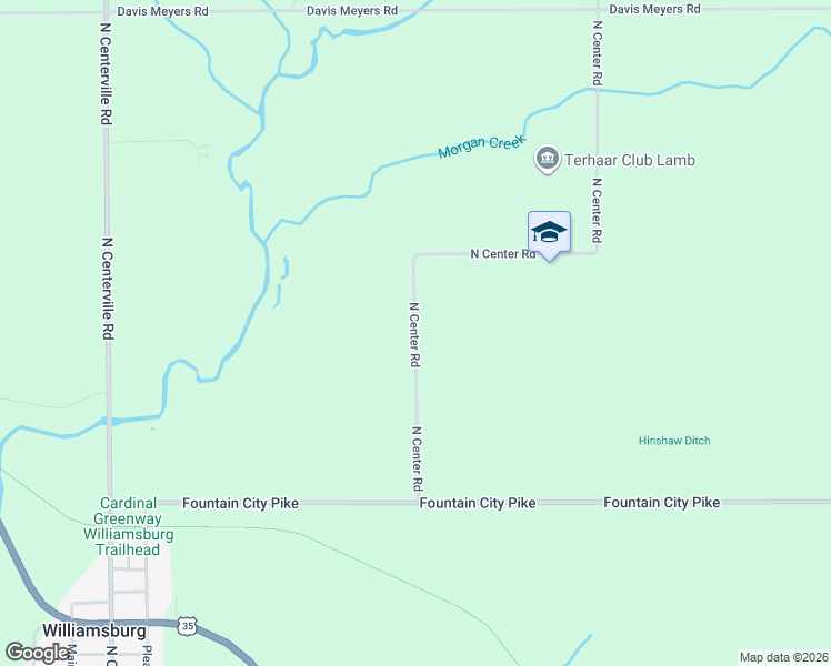 map of restaurants, bars, coffee shops, grocery stores, and more near 8827 North Center Road in Fountain City