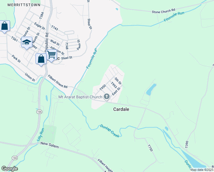 map of restaurants, bars, coffee shops, grocery stores, and more near 2030 Main Street in Cardale