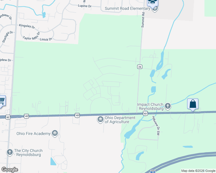map of restaurants, bars, coffee shops, grocery stores, and more near 9206 Summit Road in Reynoldsburg