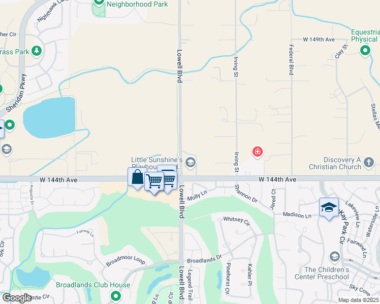 map of restaurants, bars, coffee shops, grocery stores, and more near 14490 Lowell Boulevard in Broomfield