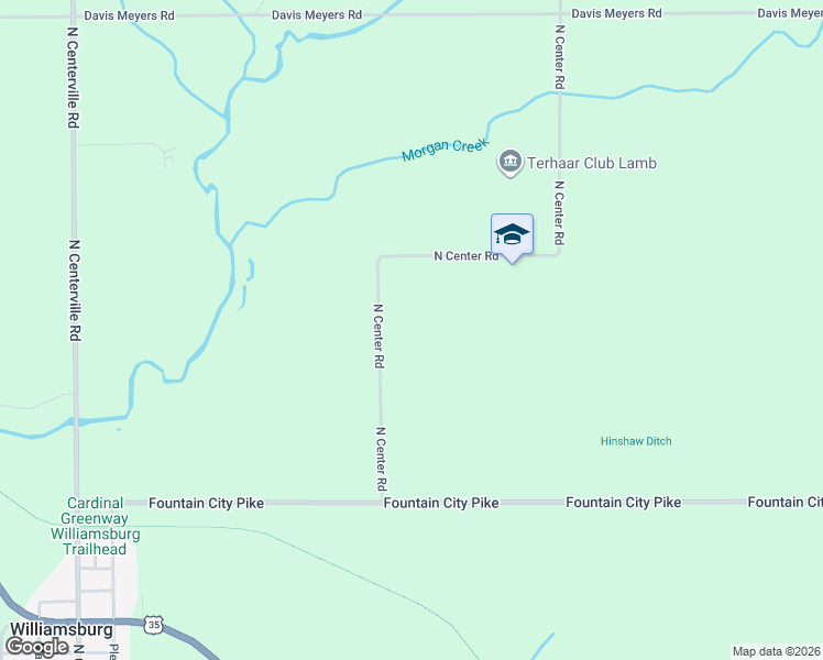 map of restaurants, bars, coffee shops, grocery stores, and more near 8827 North Center Road in Fountain City