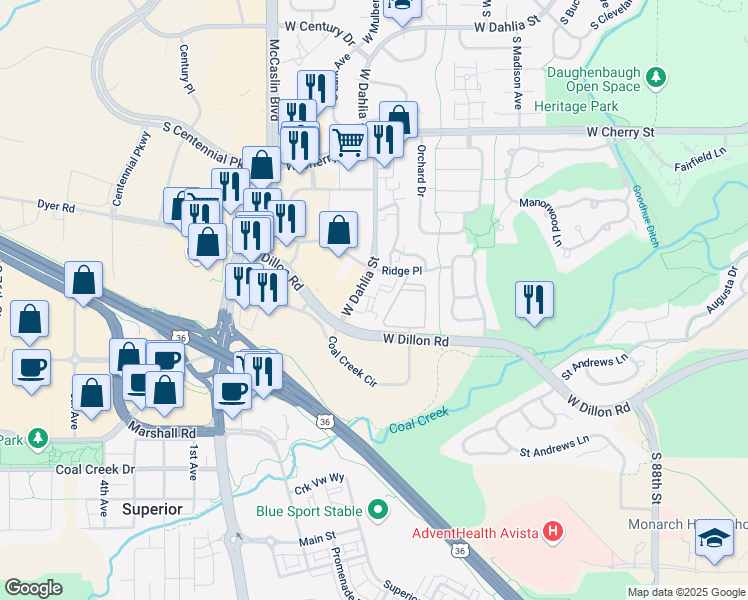 map of restaurants, bars, coffee shops, grocery stores, and more near 730 Copper Lane in Louisville