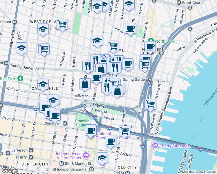 map of restaurants, bars, coffee shops, grocery stores, and more near 430-506 Pennsylvania 2003 in Philadelphia