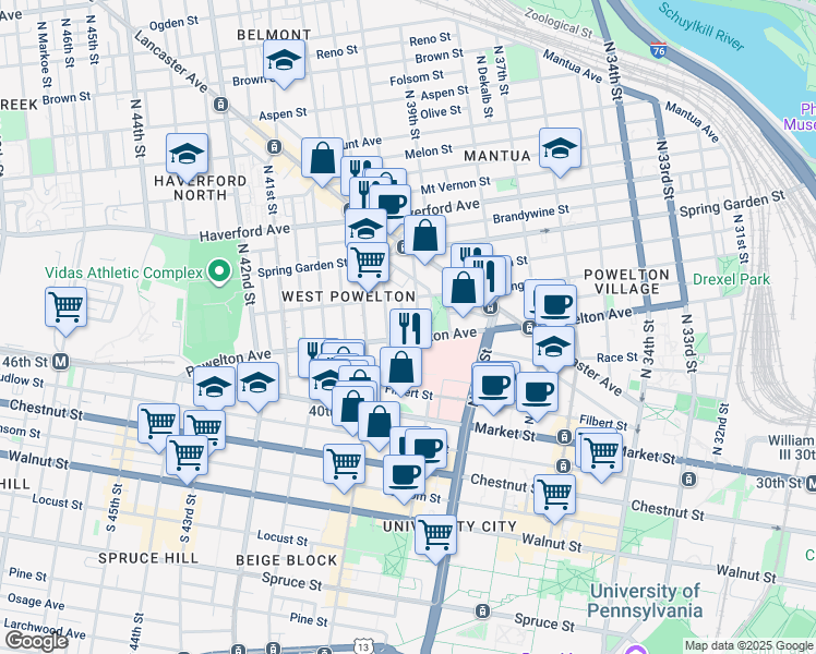 map of restaurants, bars, coffee shops, grocery stores, and more near 311 State Street in Philadelphia