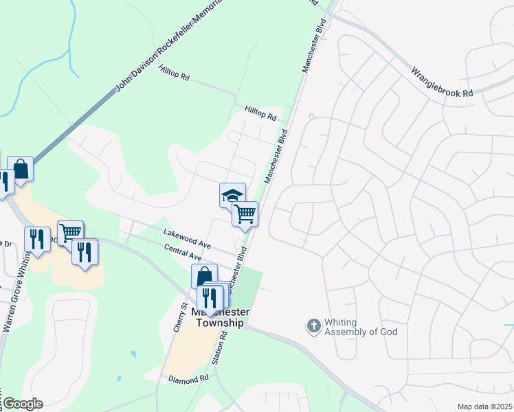map of restaurants, bars, coffee shops, grocery stores, and more near 420 Manchester Boulevard in Manchester Township