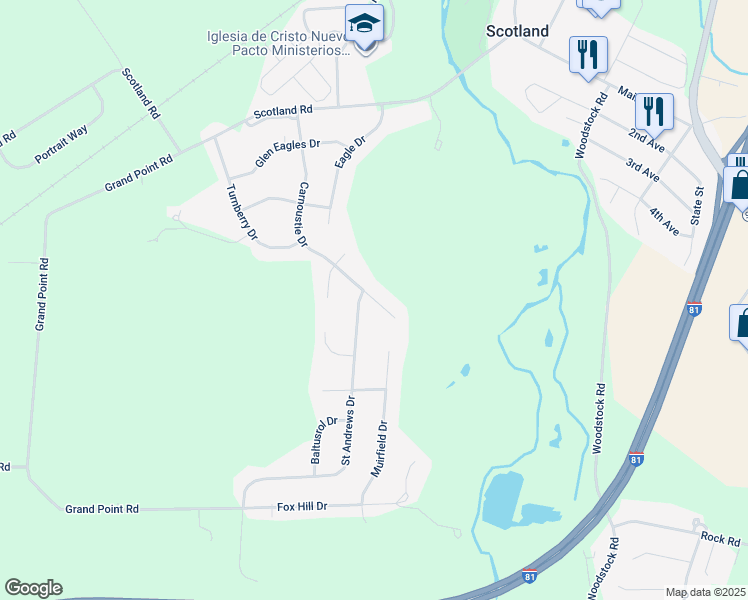map of restaurants, bars, coffee shops, grocery stores, and more near 3341 Carnoustie Drive in Chambersburg