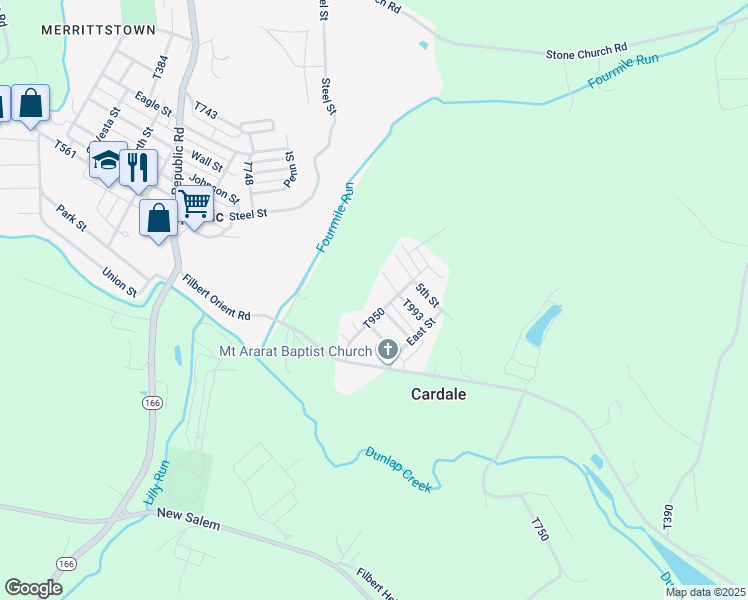 map of restaurants, bars, coffee shops, grocery stores, and more near 2030 Main Street in Cardale