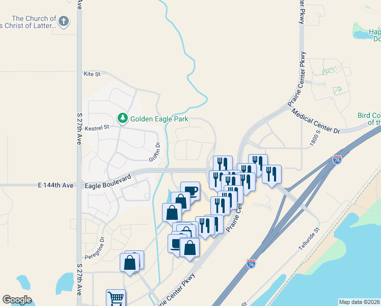 map of restaurants, bars, coffee shops, grocery stores, and more near 1897 Spotted Owl Court in Brighton