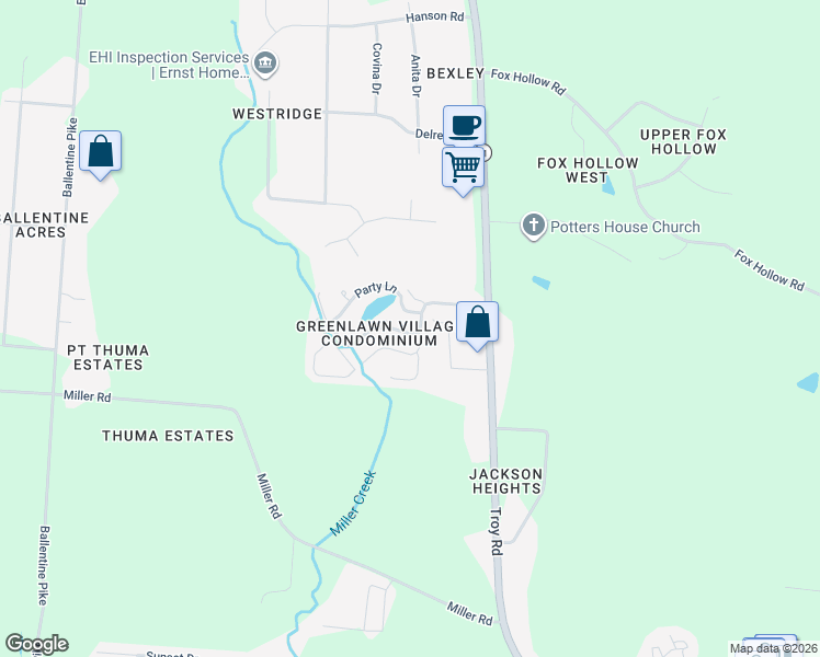 map of restaurants, bars, coffee shops, grocery stores, and more near 3302 Scotsdale Drive in Springfield