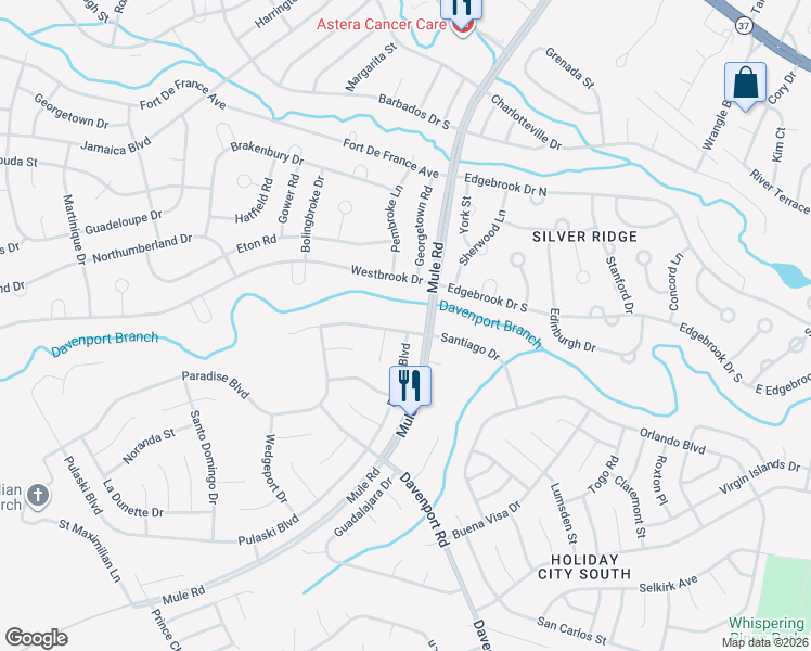 map of restaurants, bars, coffee shops, grocery stores, and more near 8 Santiago Drive West in Toms River