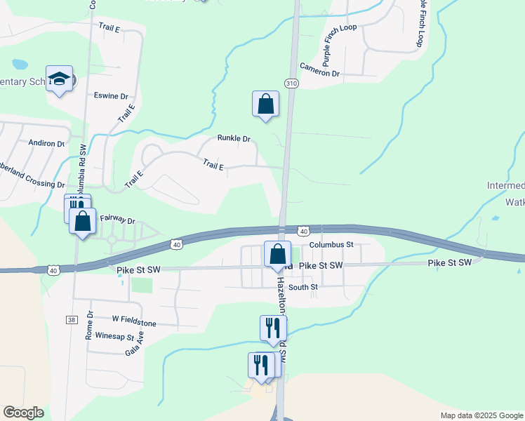 map of restaurants, bars, coffee shops, grocery stores, and more near 9130 Hazelton-Etna Road Southwest in Pataskala