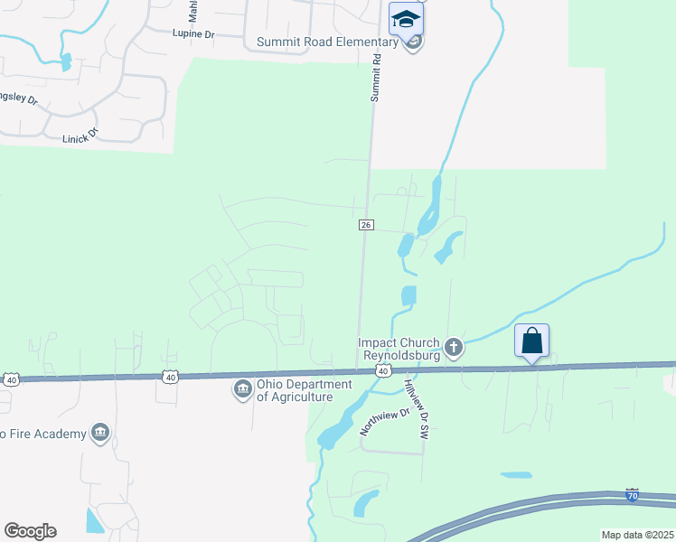 map of restaurants, bars, coffee shops, grocery stores, and more near 9206 Summit Rd in Reynoldsburg