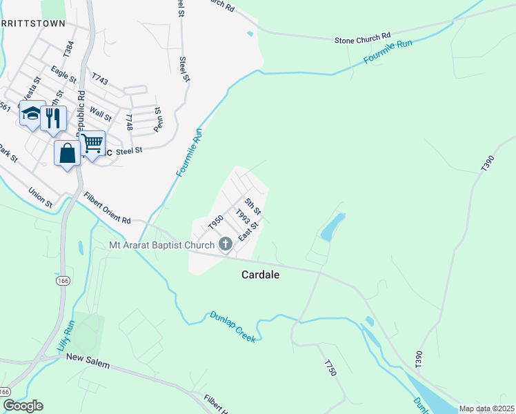 map of restaurants, bars, coffee shops, grocery stores, and more near 2010 5th Street in Cardale