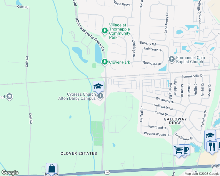 map of restaurants, bars, coffee shops, grocery stores, and more near 440 Alton Darby Creek Road in Galloway