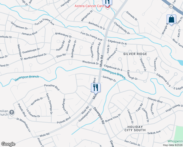 map of restaurants, bars, coffee shops, grocery stores, and more near 8 Santiago Drive West in Toms River