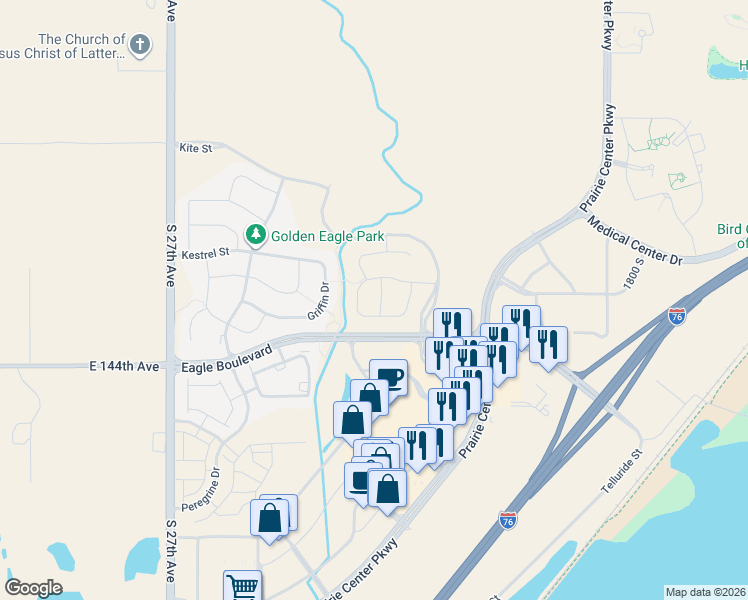 map of restaurants, bars, coffee shops, grocery stores, and more near 1897 Spotted Owl Court in Brighton