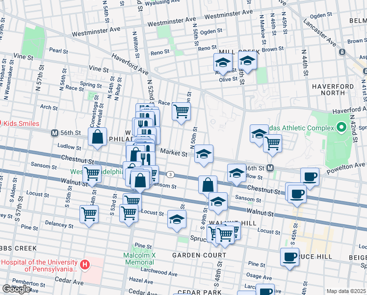 map of restaurants, bars, coffee shops, grocery stores, and more near 12 Farson Street in Philadelphia