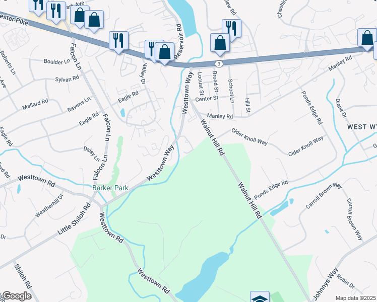 map of restaurants, bars, coffee shops, grocery stores, and more near 503 Westtown Circle in West Chester
