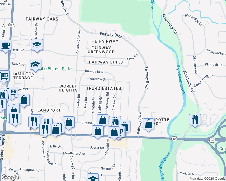 map of restaurants, bars, coffee shops, grocery stores, and more near 879 Dimson Drive North in Whitehall