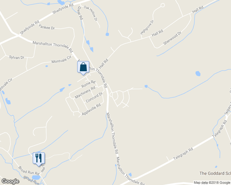 map of restaurants, bars, coffee shops, grocery stores, and more near 902 Delicious Drive in West Chester