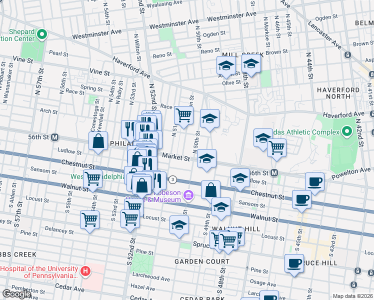 map of restaurants, bars, coffee shops, grocery stores, and more near 12 Farson Street in Philadelphia